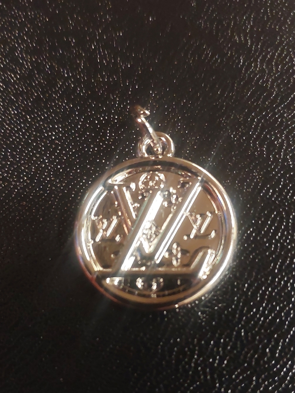 LV Silver-Tone Monogram Charm Pendant